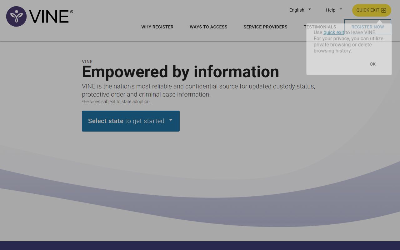 San Augustine County inmate records Texas VINE custody notification portal